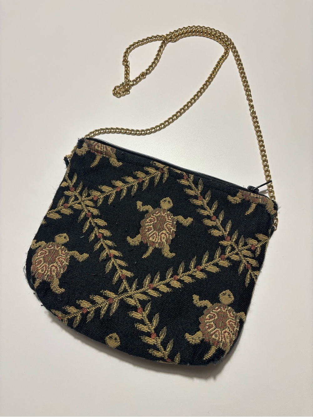 Doodle Bags Black Green & Gold Turtle Print Purse / Handbag